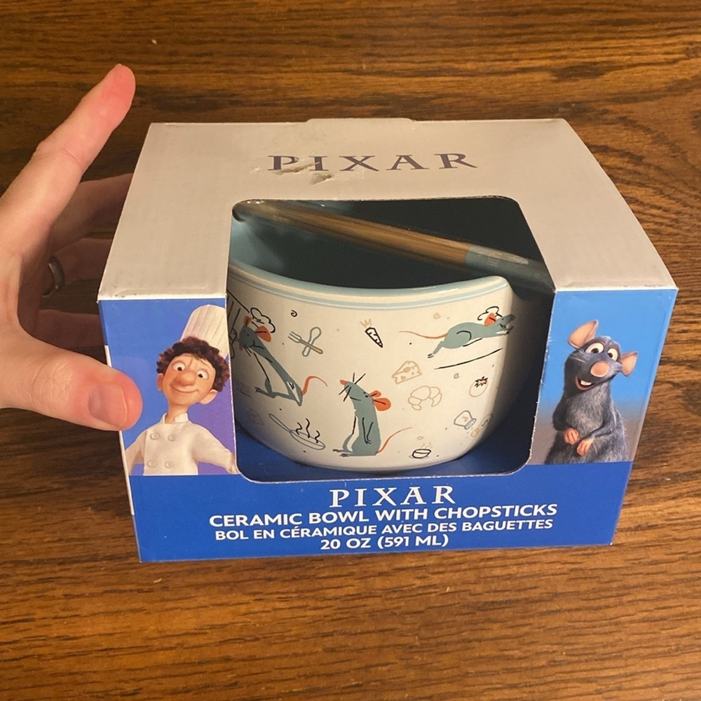 Pixar Ratatouille Ceramic Noodle Bowl with Chopsticks